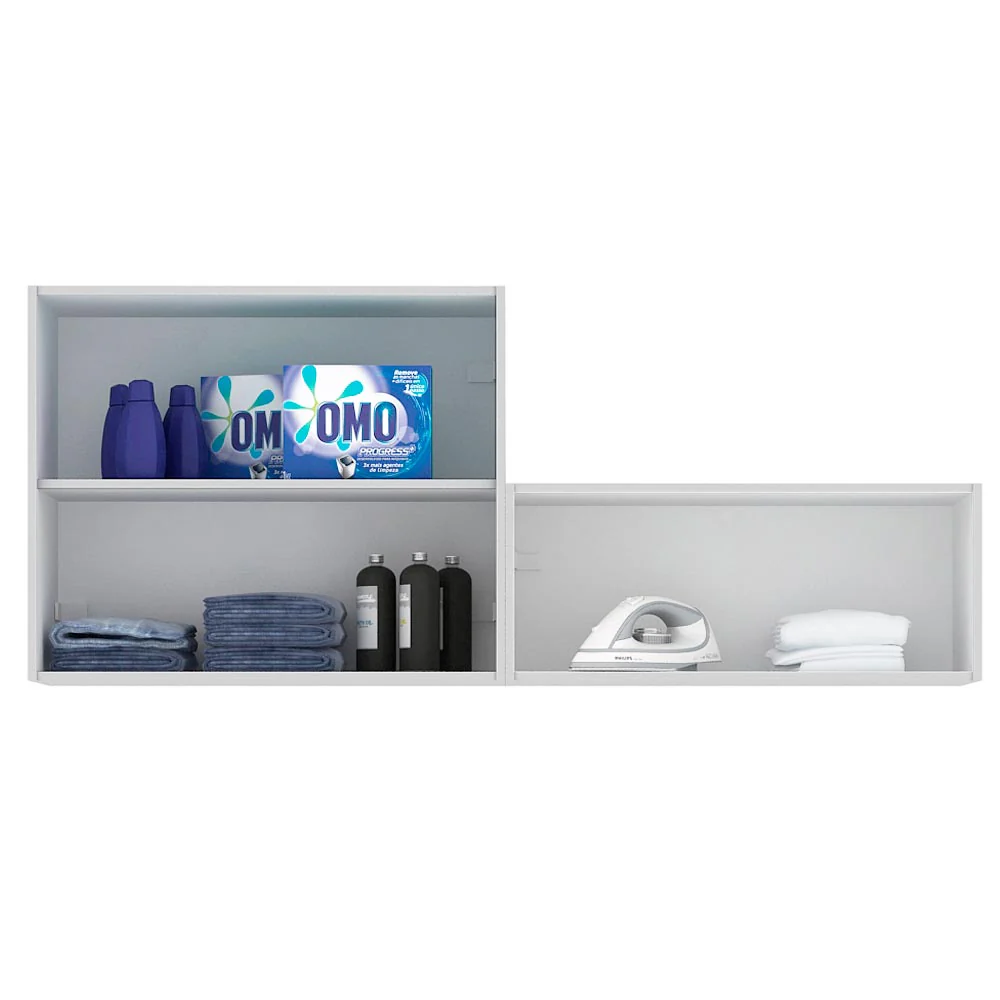 Kit Área De Serviço Madesa Acordes 100% MDF com 2 Armários Aéreos Portas Branco Brilho - Image 3