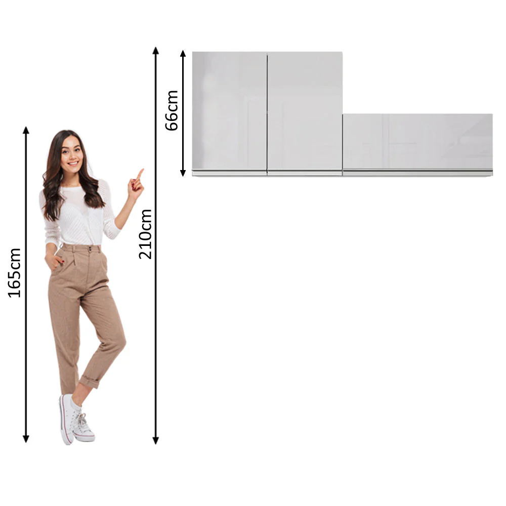 Kit Área De Serviço Madesa Acordes 100% MDF com 2 Armários Aéreos Portas Branco Brilho - Image 4