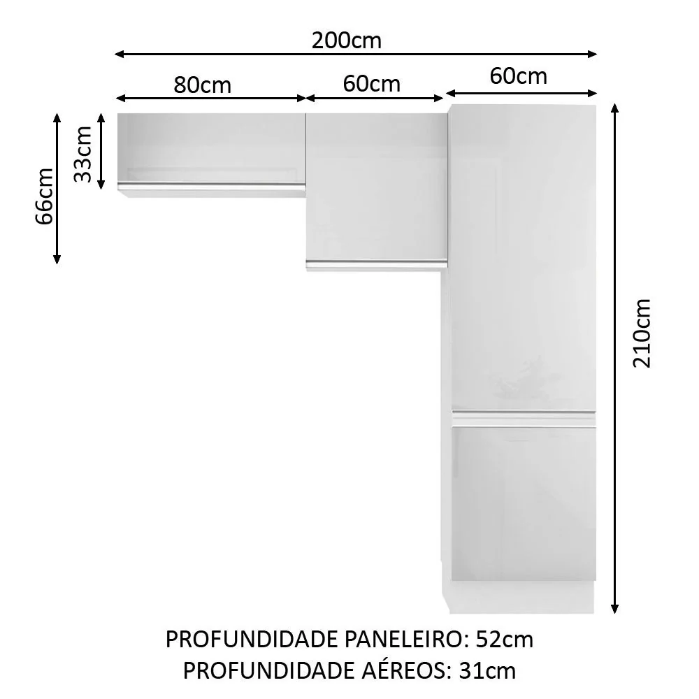 Kit Área De Serviço Madesa Acordes 100% MDF com 2 Armários e Torre Portas Branco Brilho - Image 2