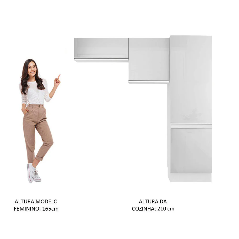 Kit Área De Serviço Madesa Acordes 100% MDF com 2 Armários e Torre Portas Branco Brilho - Image 4