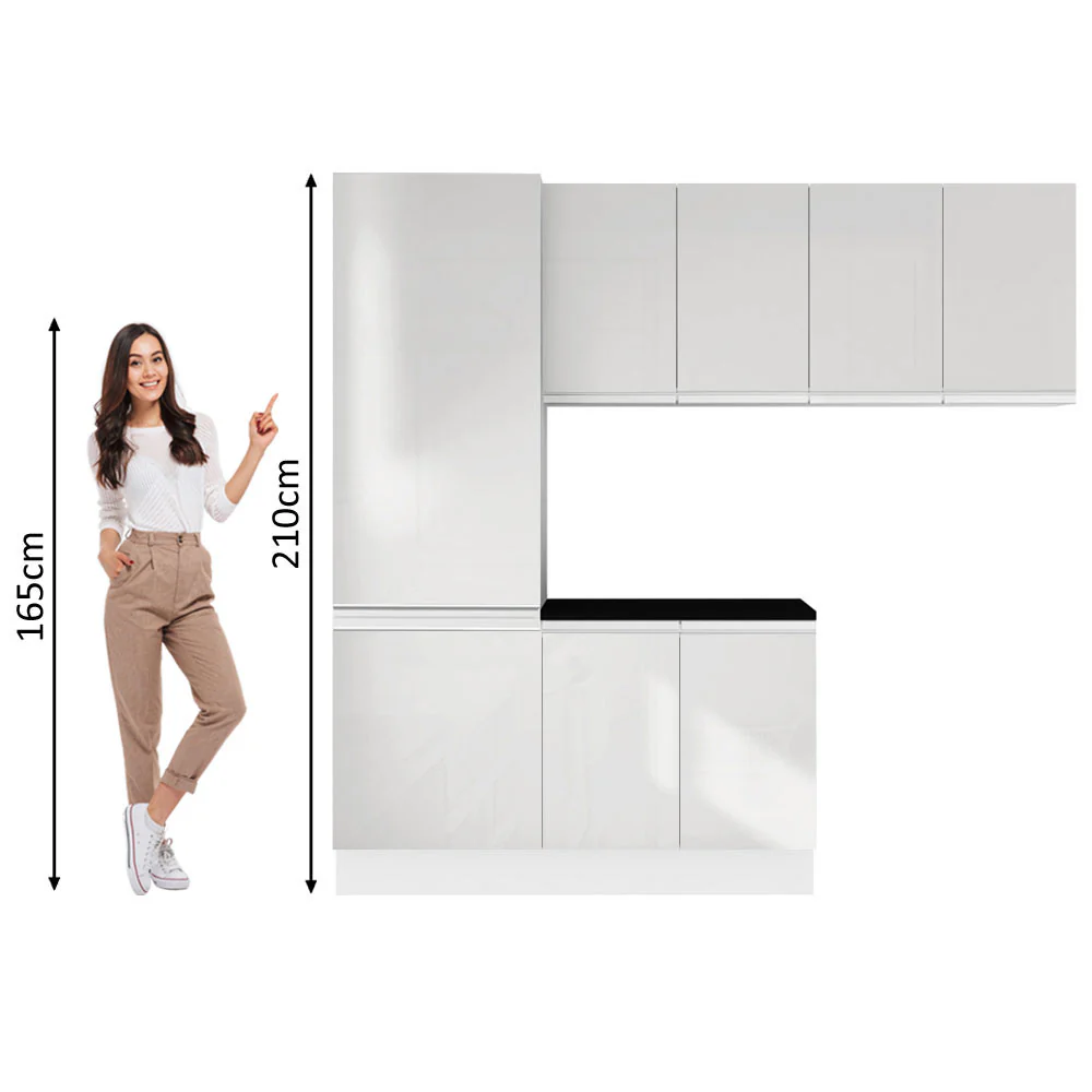 Kit Área De Serviço Madesa Acordes 100% MDF com Armário, Balcão e Torre Portas Branco Brilho - Image 4