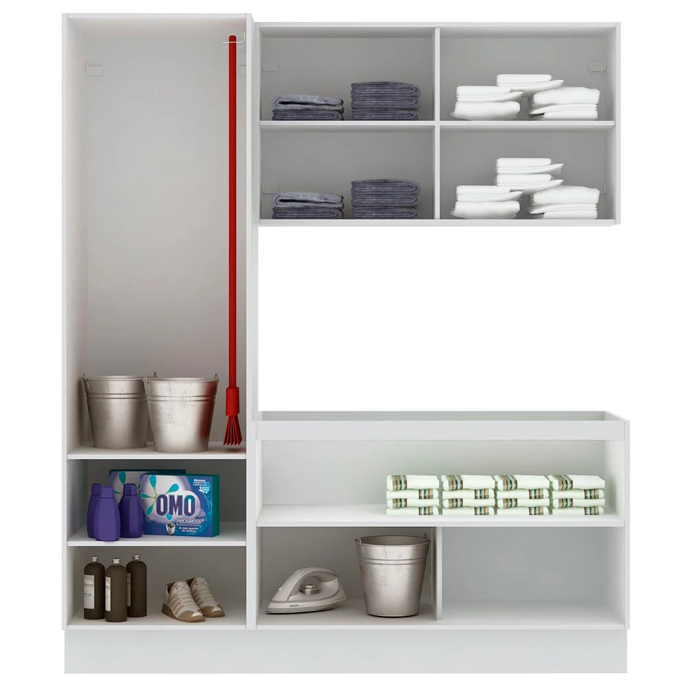 Kit Área De Serviço Madesa Acordes 100% MDF com Armário e Balcão Portas Branco Brilho - Image 3