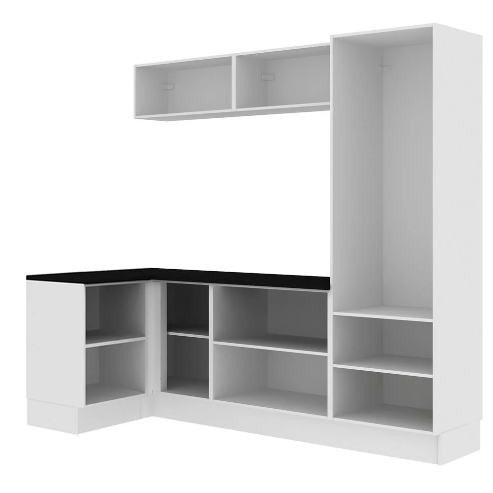 Kit Área De Serviço Madesa Acordes 100% MDF com Armário e Balcão de Canto Portas Branco Brilho - Image 10