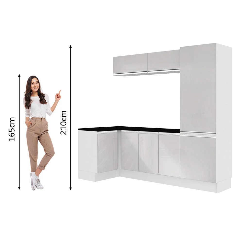 Kit Área De Serviço Madesa Acordes 100% MDF com Armário e Balcão de Canto Portas Branco Brilho - Image 4