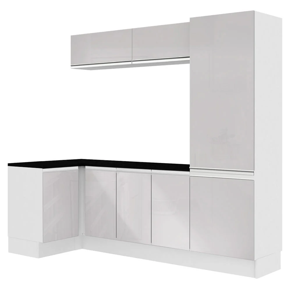 Kit Área De Serviço Madesa Acordes 100% MDF com Armário e Balcão de Canto Portas Branco Brilho - Image 9