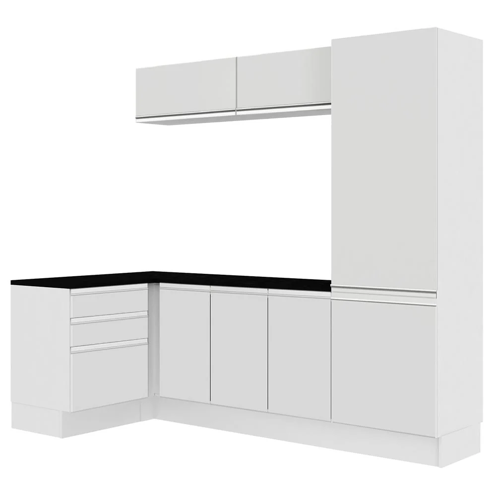 Kit Área De Serviço Madesa Acordes 100% MDF com Armário, Gaveteiro e Balcão de Canto Portas Branco Brilho - Image 10