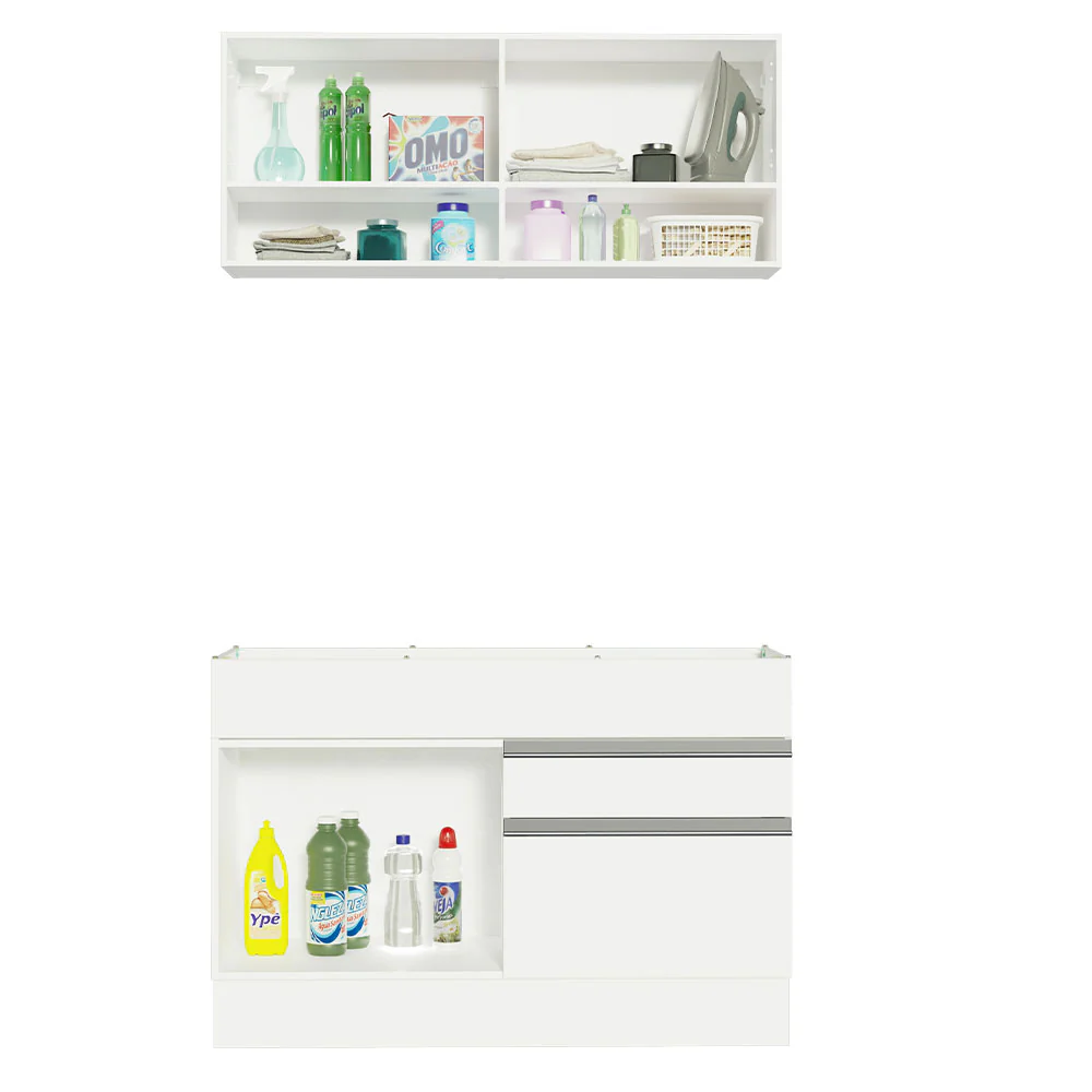 Kit Área De Serviço 120cm com Armário e Balcão Branco Madesa 01 - Image 5