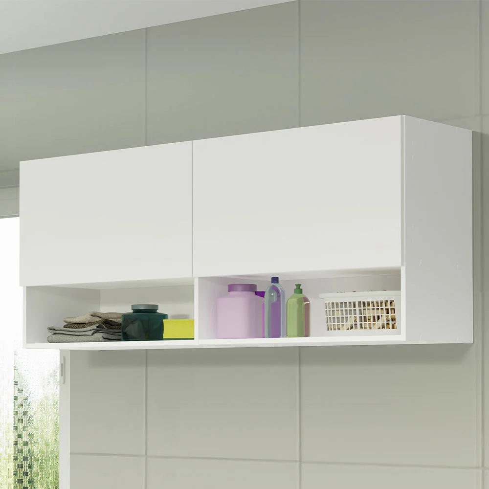 Kit Área De Serviço 120cm com Armário e Balcão Branco Madesa 01 - Image 6