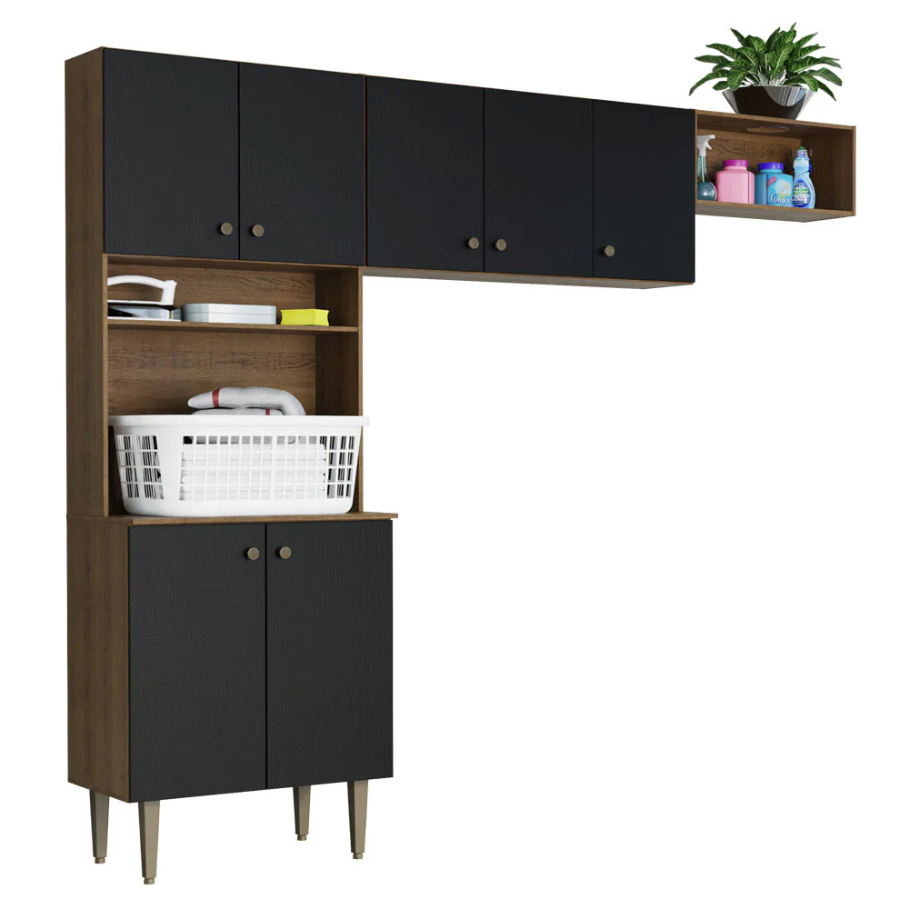 Kit Área de Serviço Lavanderia 235cm Rustic/Preto Gourmet Madesa - Image 2