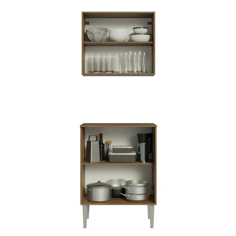 Kit com Armário Aéreo e Balcão 64cm Rustic/Cinza Emilly Madesa - Image 4