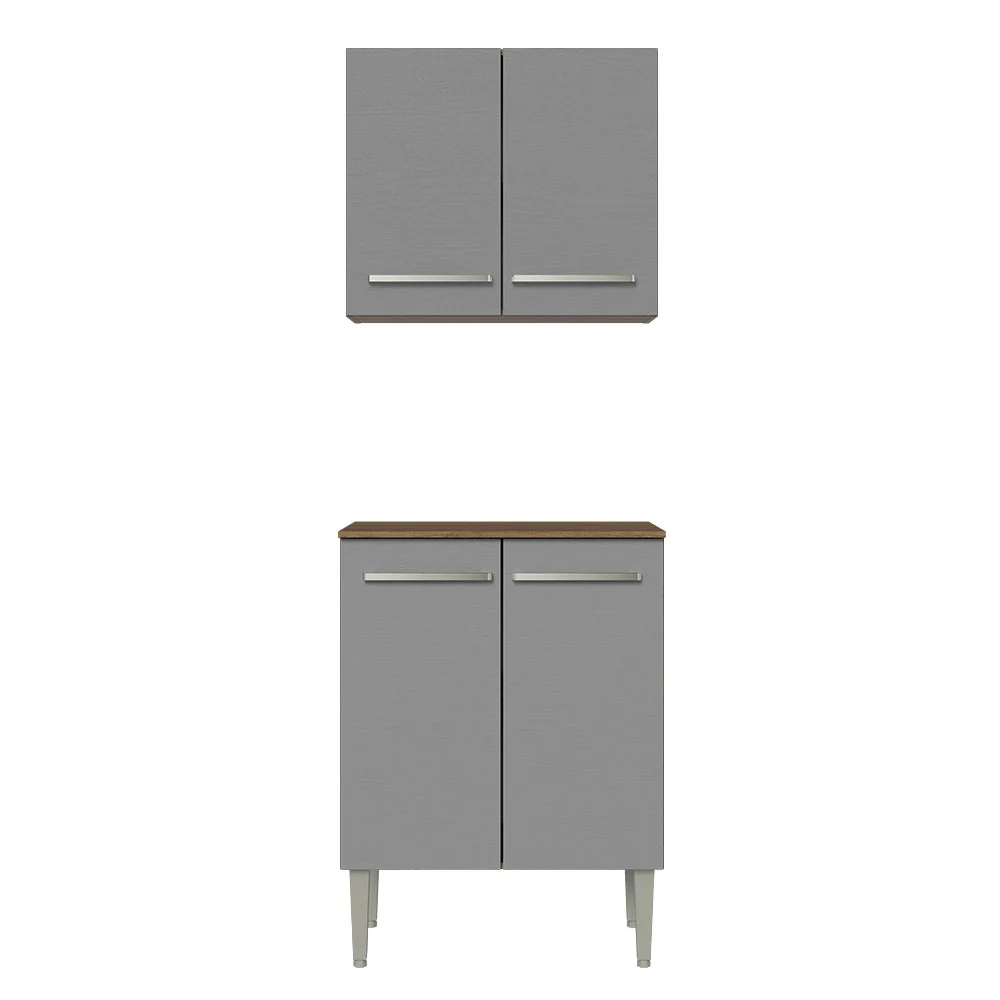 Kit com Armário Aéreo e Balcão 64cm Rustic/Cinza Emilly Madesa - Image 6