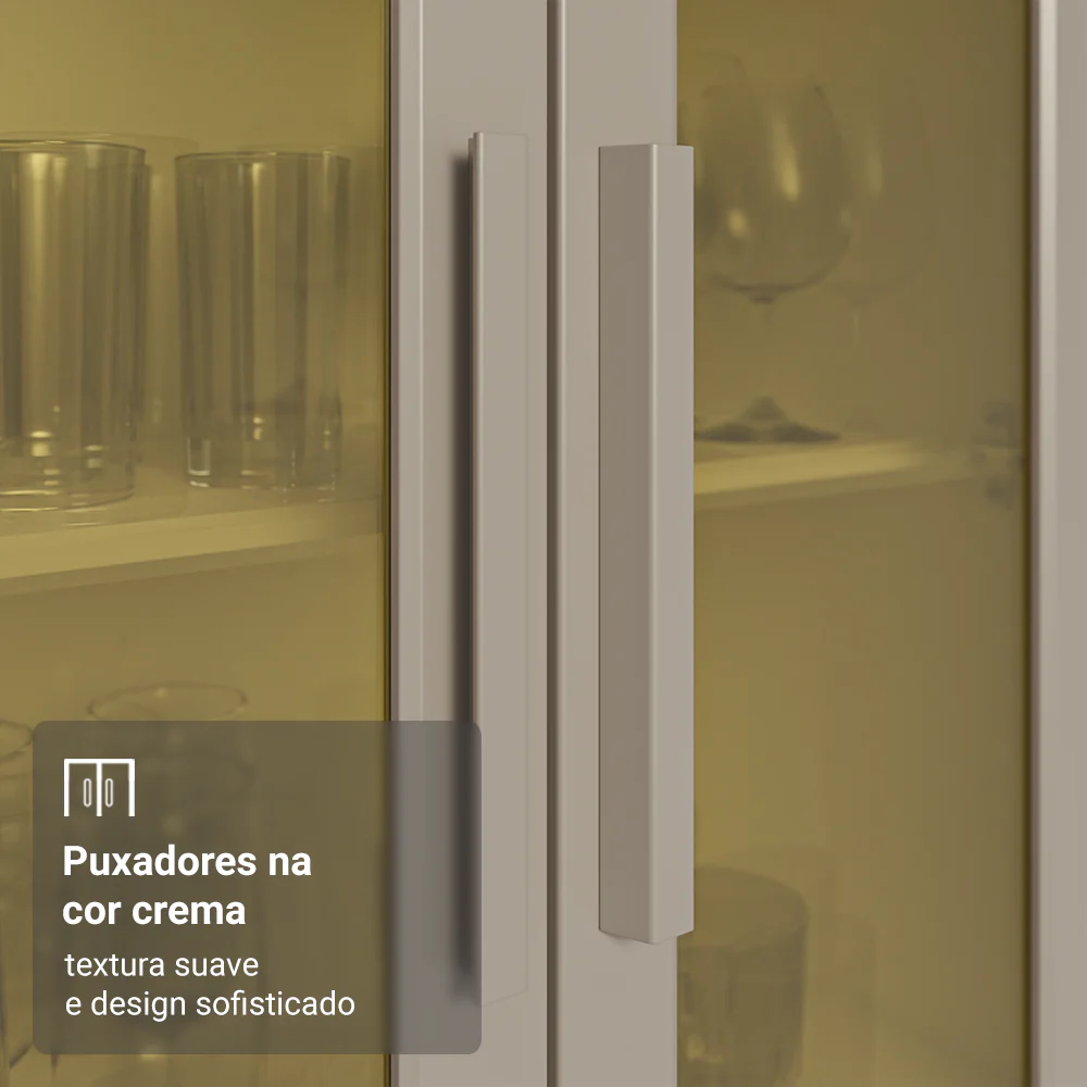 Kit Balcão + Cristaleira 60 cm Branco/Rustic/Crema Smart 100% MDF Madesa - Image 6