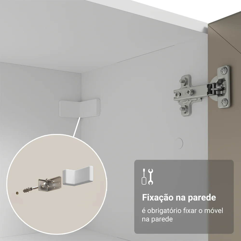 Kit Balcão + Cristaleira 60 cm Branco/Rustic/Crema Smart 100% MDF Madesa - Image 7