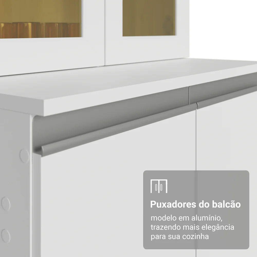 Kit Balcão + Cristaleira 60 cm Branco Smart 100% MDF Madesa - Image 5