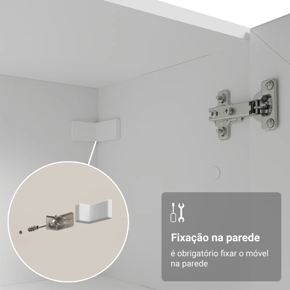 Kit Balcão + Cristaleira 60 cm Branco Smart 100% MDF Madesa - Image 7