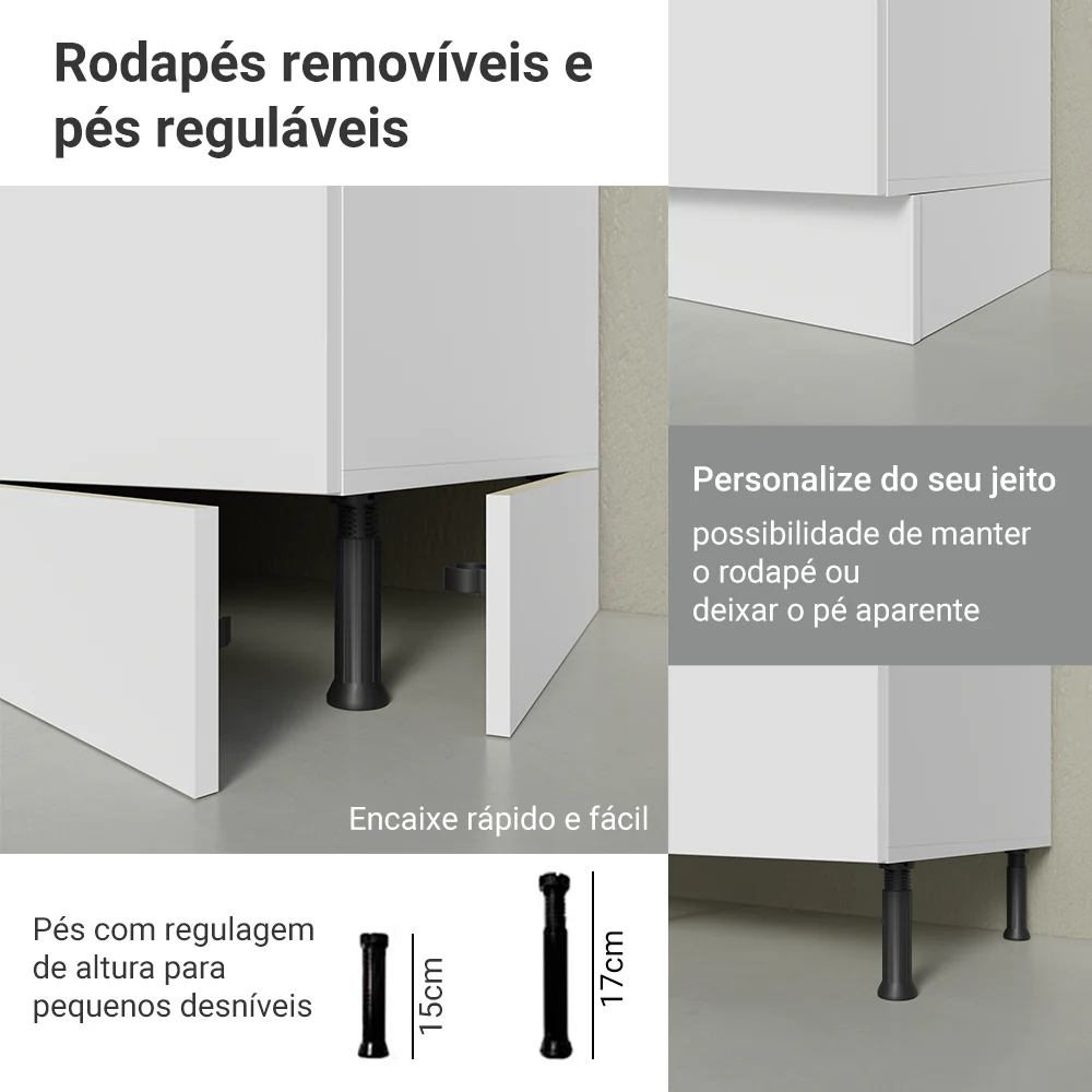 Kit Balcão + Cristaleira 60 cm Branco Smart 100% MDF Madesa - Image 8
