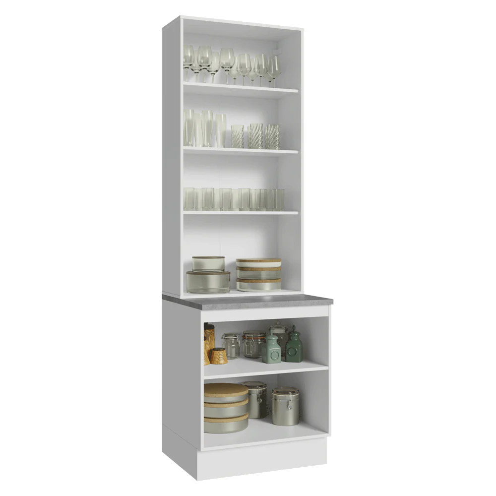 Kit Balcão + Cristaleira 70 cm Branco/Crema Vik Madesa 01 - Image 12