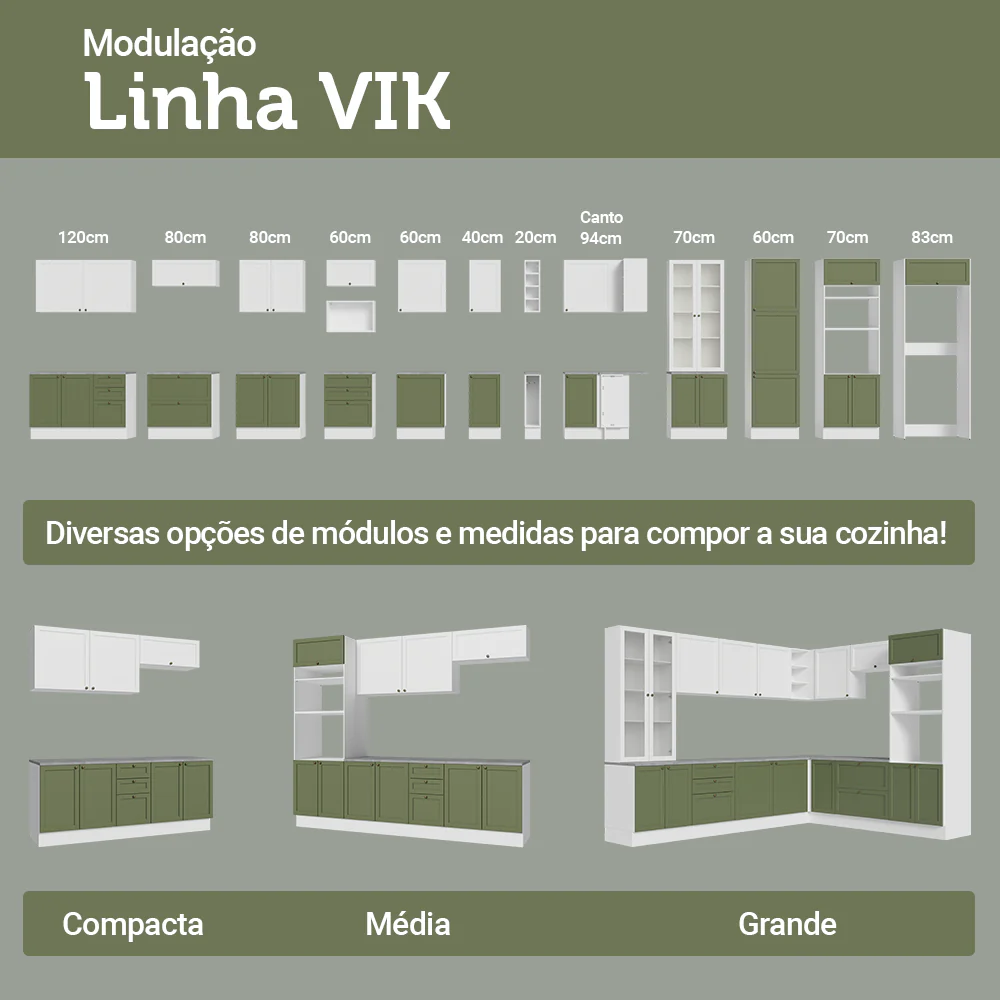 Kit Balcão + Cristaleira 70 cm Branco/Verde/Branco Vik Madesa 01 - Image 9