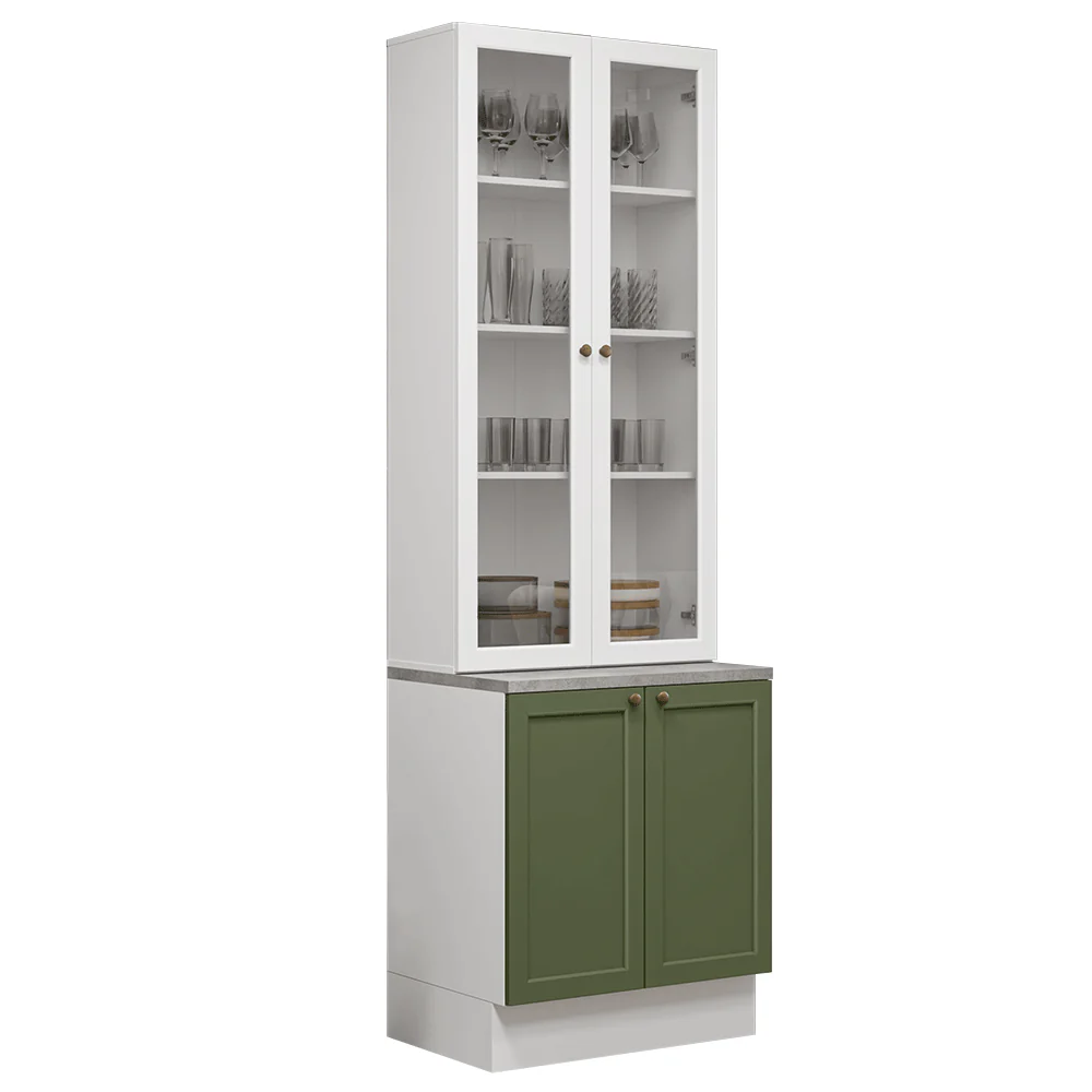 Kit Balcão + Cristaleira 70 cm Branco/Verde/Branco Vik Madesa 02 - Image 2