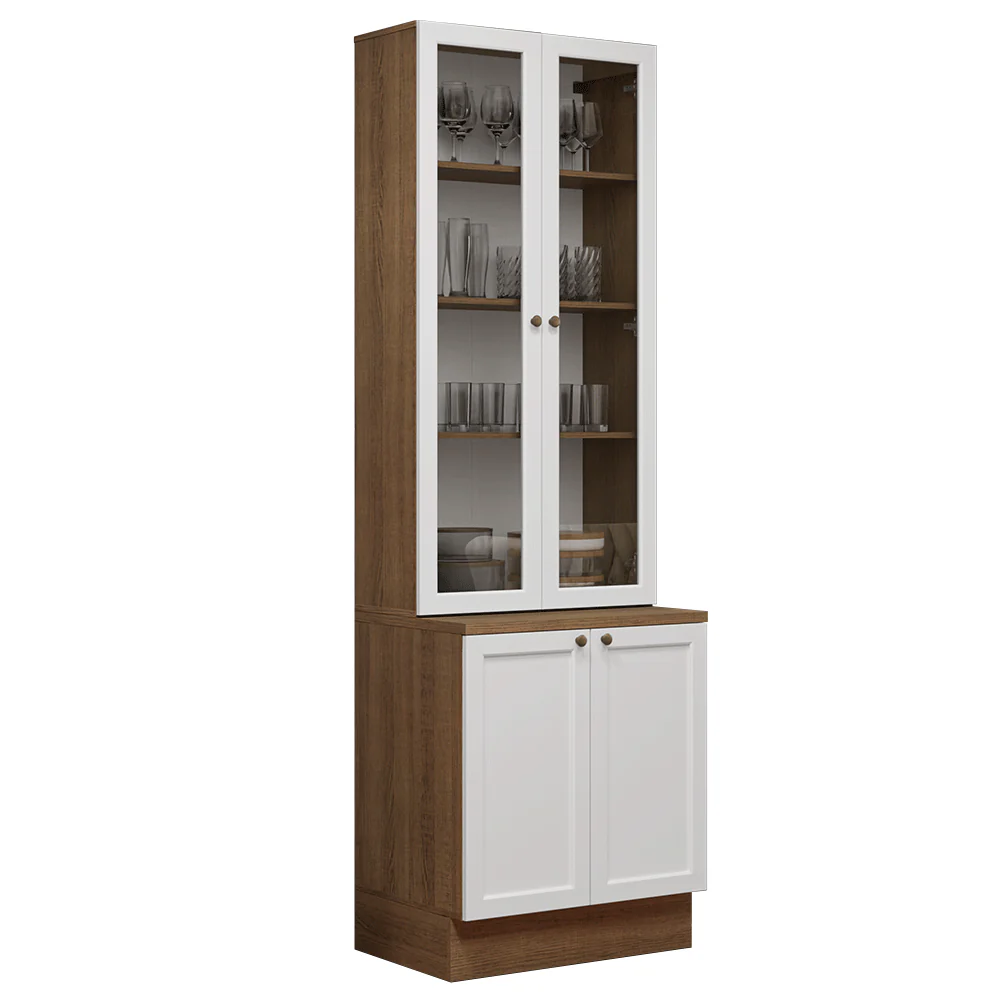 Kit Balcão + Cristaleira 70 cm Rustic/Branco Vik Madesa 02 - Image 2