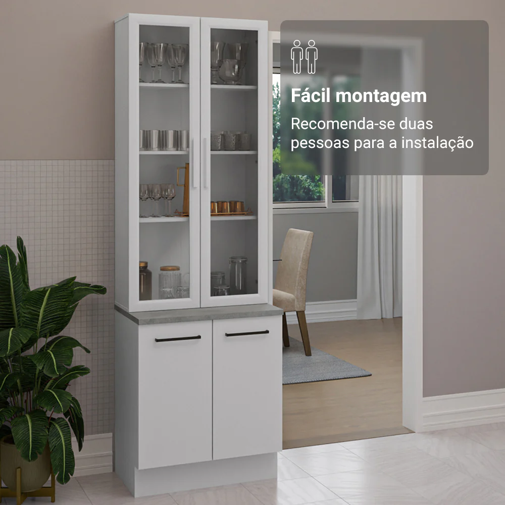 Kit Balcão + Cristaleira 70cm Branco Agata Madesa 01 - Image 6