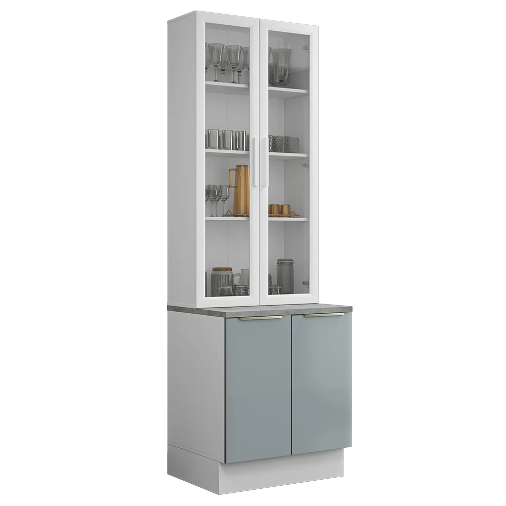 Kit Balcão + Cristaleira 70 x 60 cm Branco/Cinza Lux Madesa 01 - Image 2