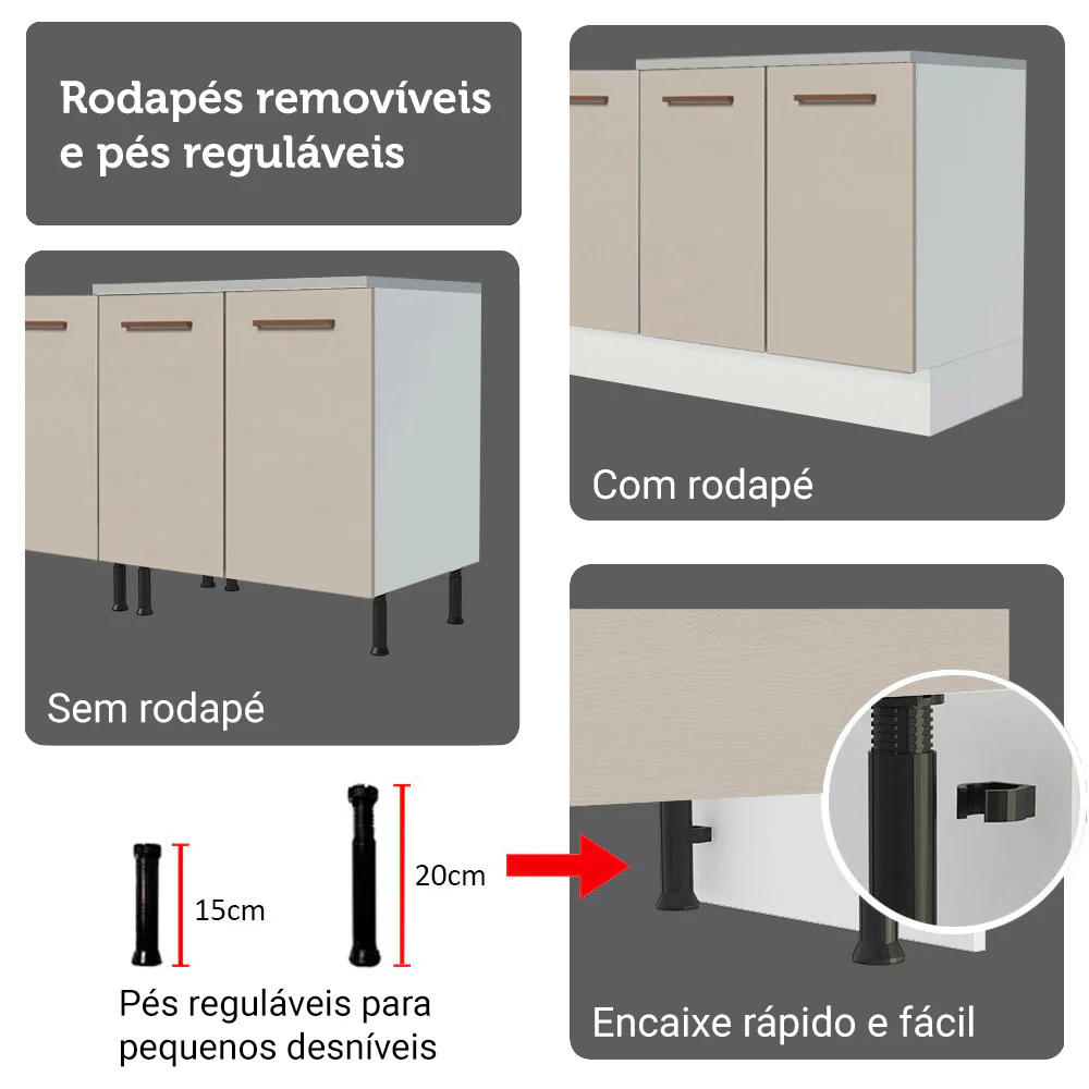 Kit Balcão + Cristaleira 70cm Branco/Crema Agata Madesa 01 - Image 9