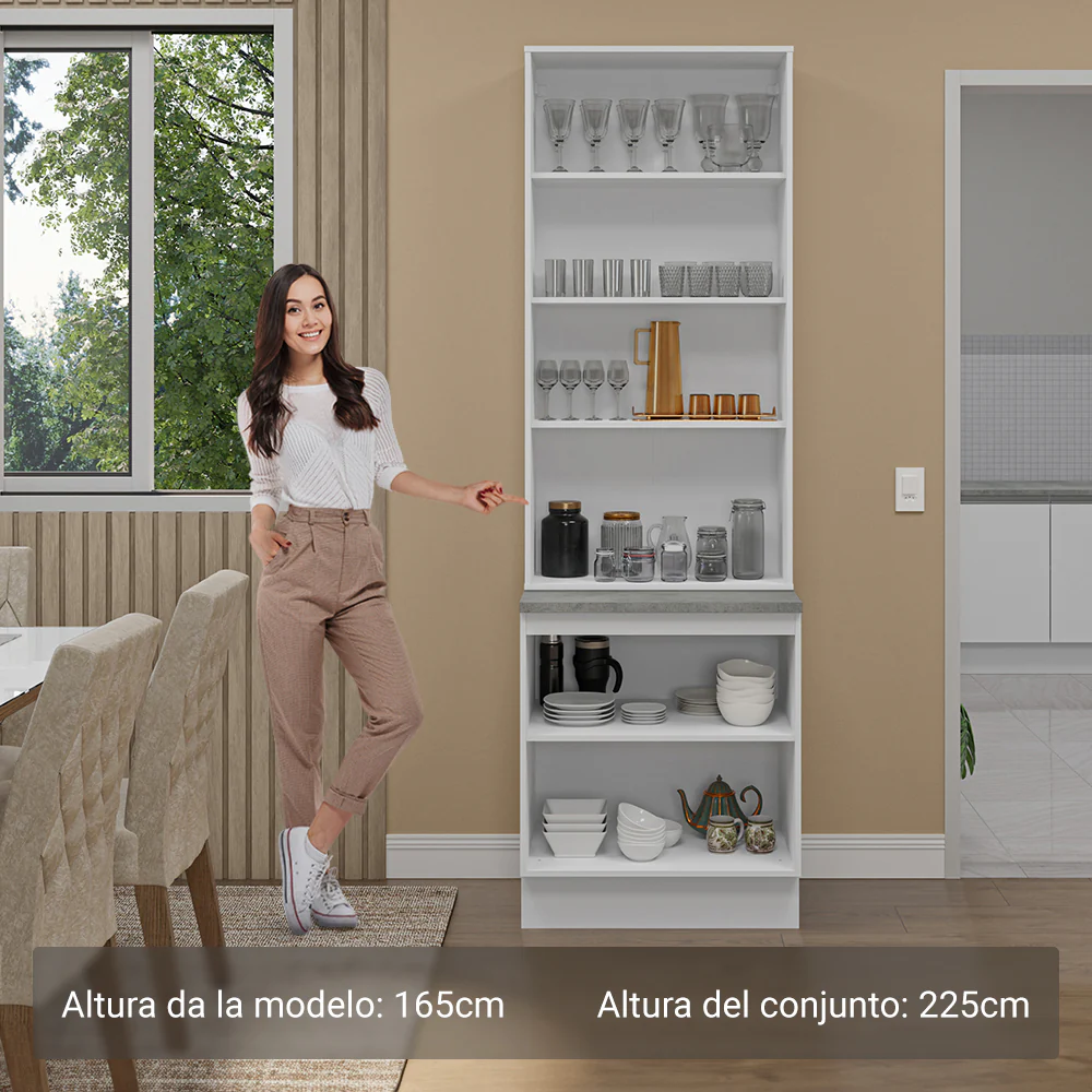 Kit Balcão + Cristaleira 70cm Branco Glamy Madesa 01 - Image 4
