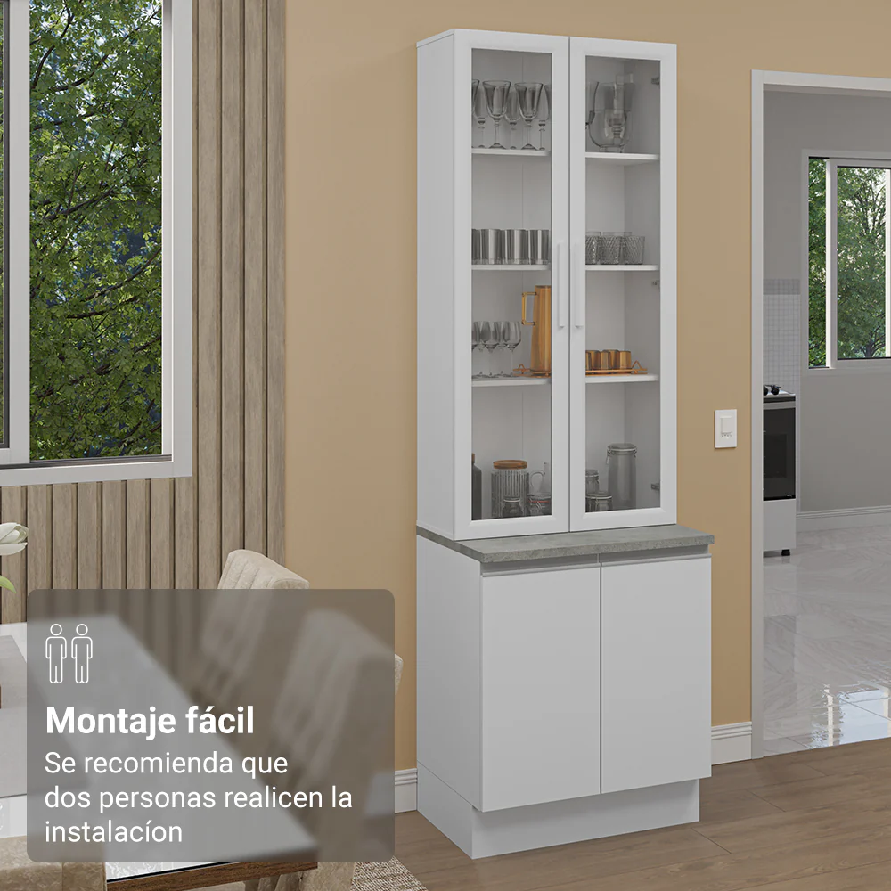 Kit Balcão + Cristaleira 70cm Branco Glamy Madesa 01 - Image 6