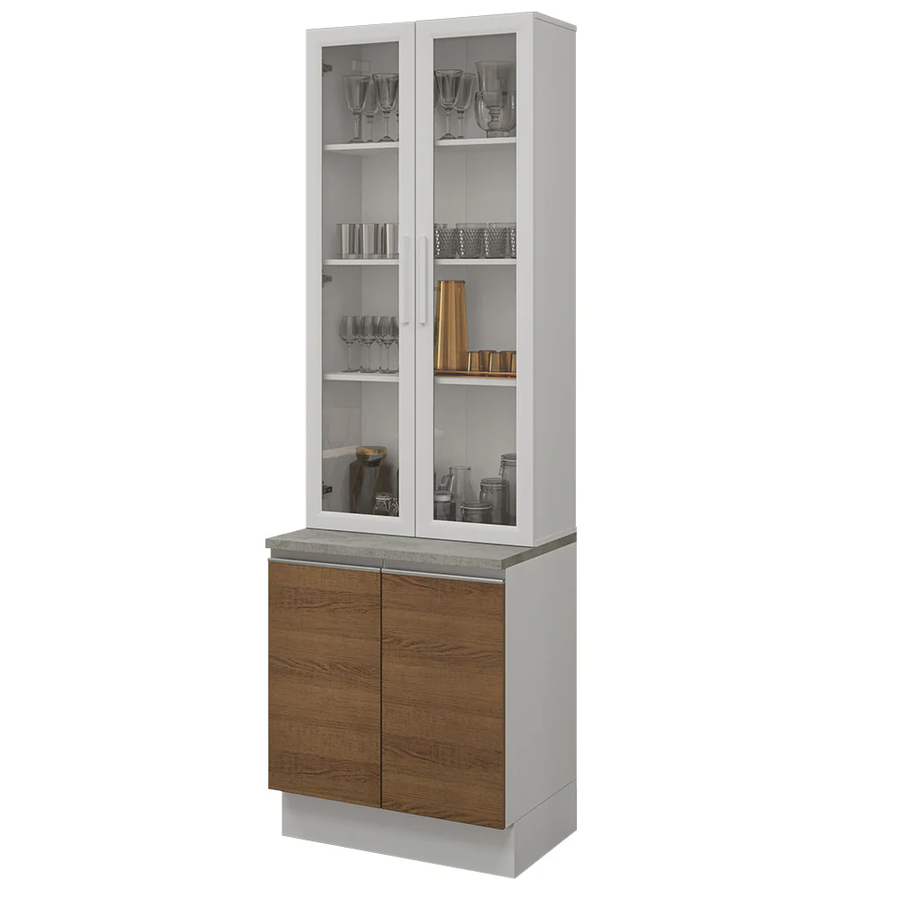 Kit Balcão + Cristaleira 70cm Branco/Rustic Glamy Madesa 01 - Image 2