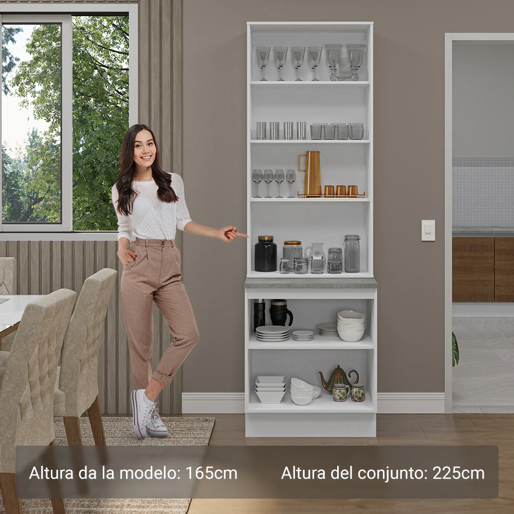 Kit Balcão + Cristaleira 70cm Branco/Rustic Glamy Madesa 01 - Image 4