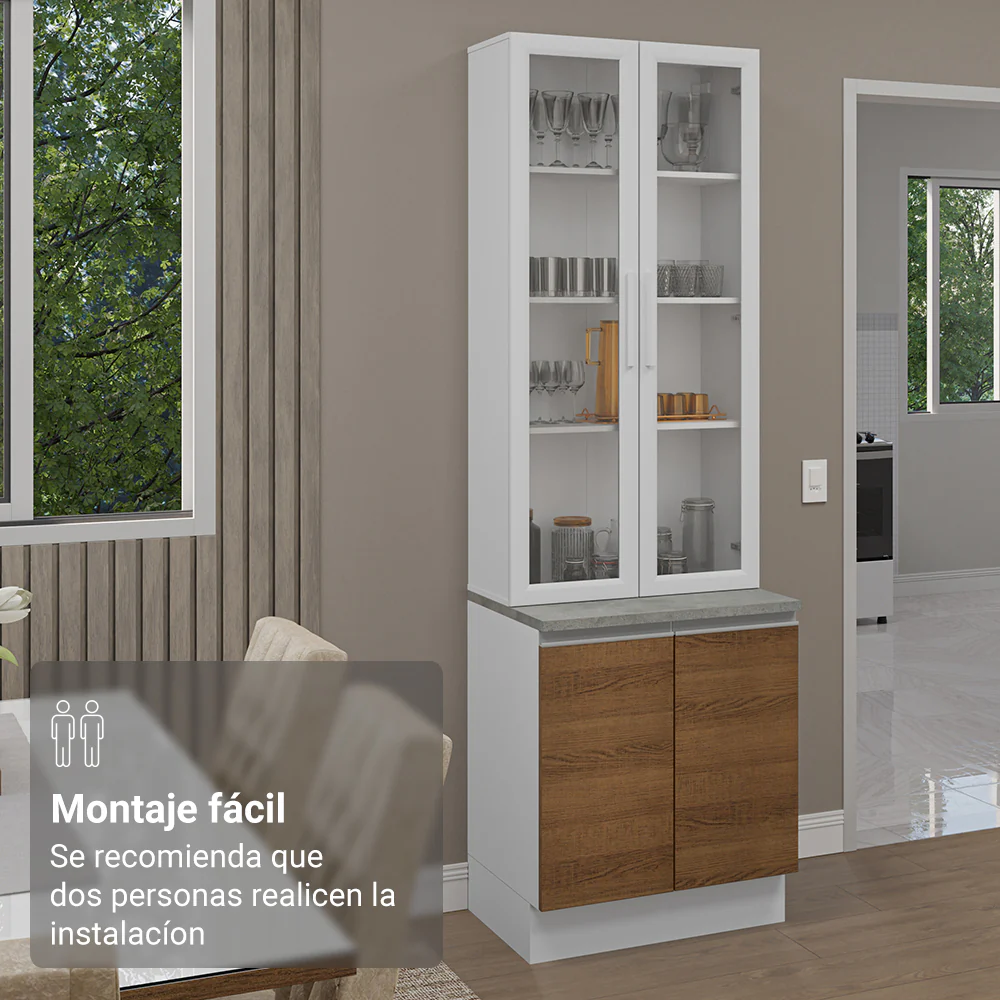 Kit Balcão + Cristaleira 70cm Branco/Rustic Glamy Madesa 01 - Image 6
