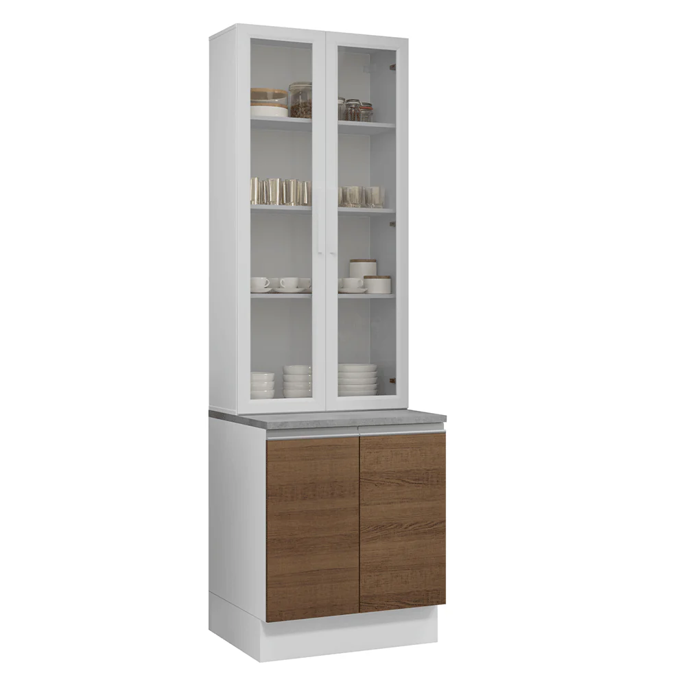 Kit Balcão + Cristaleira 70cm Branco/Rustic Glamy Madesa 02 - Image 2