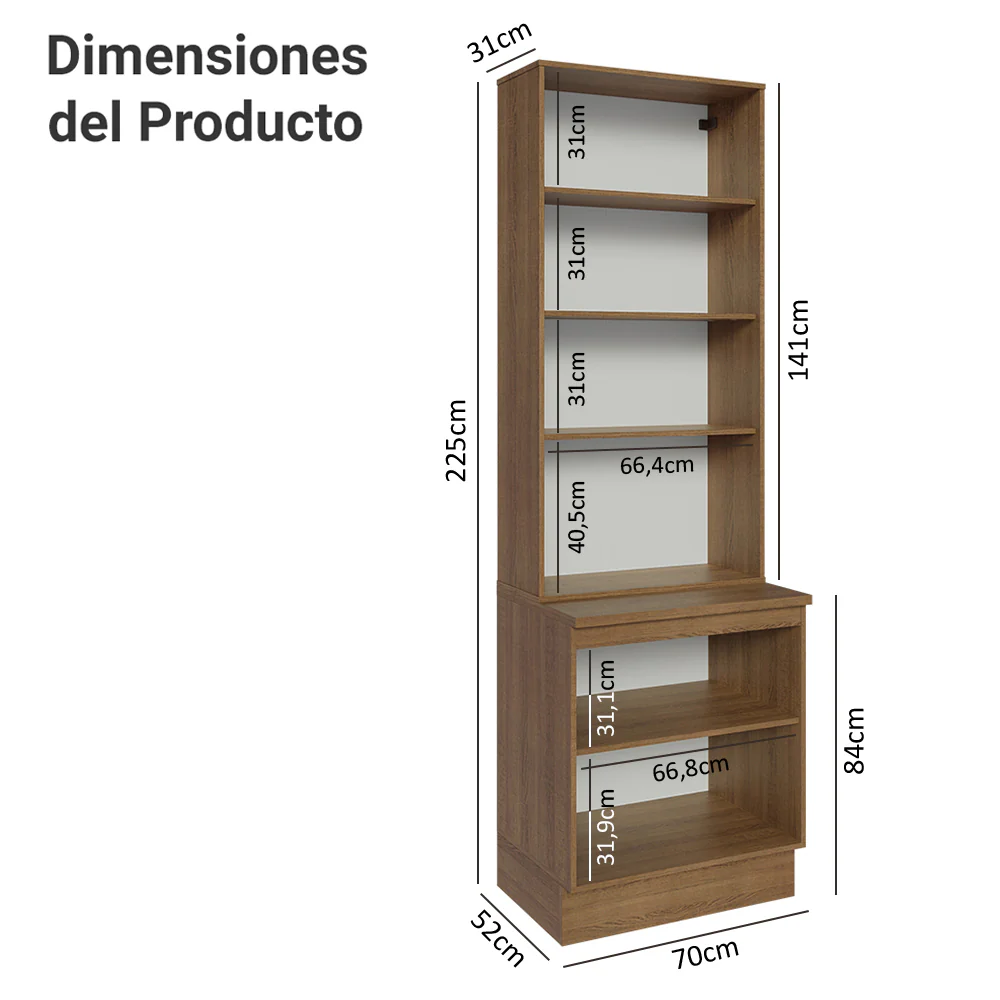 Kit Balcão + Cristaleira 70cm Rustic/Branco Glamy Madesa 01 - Image 3