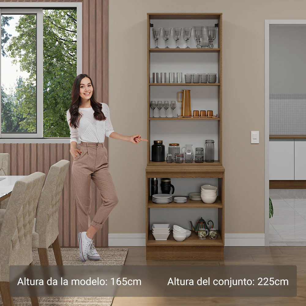 Kit Balcão + Cristaleira 70cm Rustic/Branco Glamy Madesa 01 - Image 4