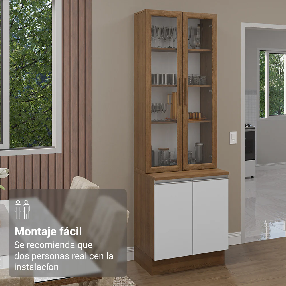 Kit Balcão + Cristaleira 70cm Rustic/Branco Glamy Madesa 01 - Image 6