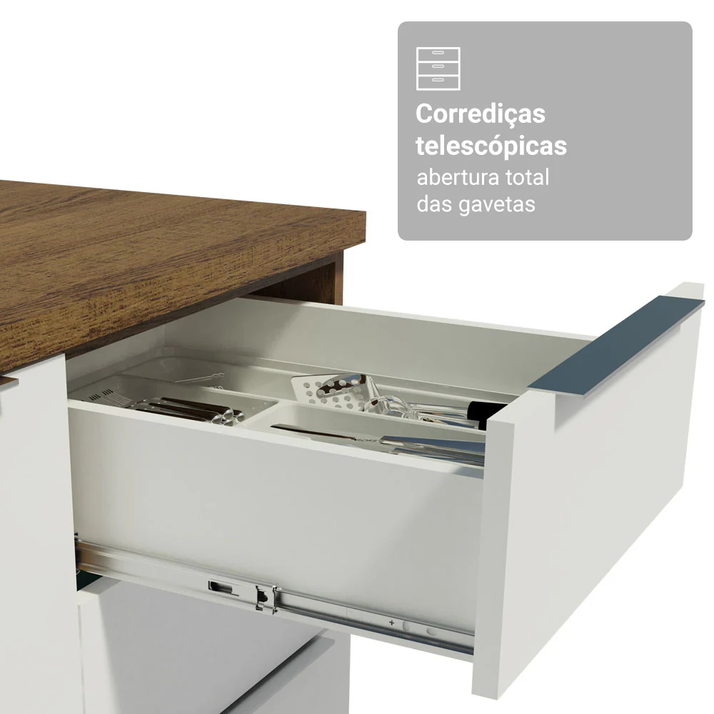 Kit Balcão + Cristaleira 70cm Rustic/Branco Stella Madesa 01 - Image 8