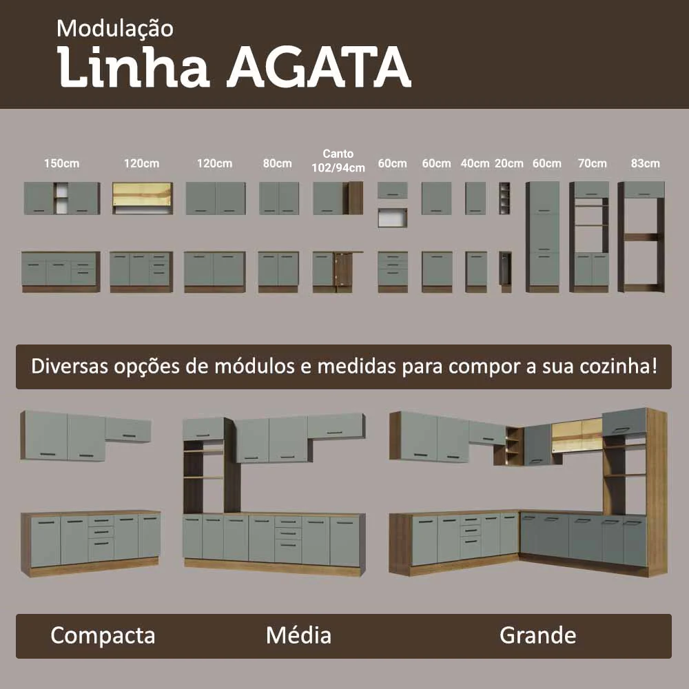 Kit Balcão + Cristaleira 70cm Rustic/Cinza Agata Madesa 02 - Image 8