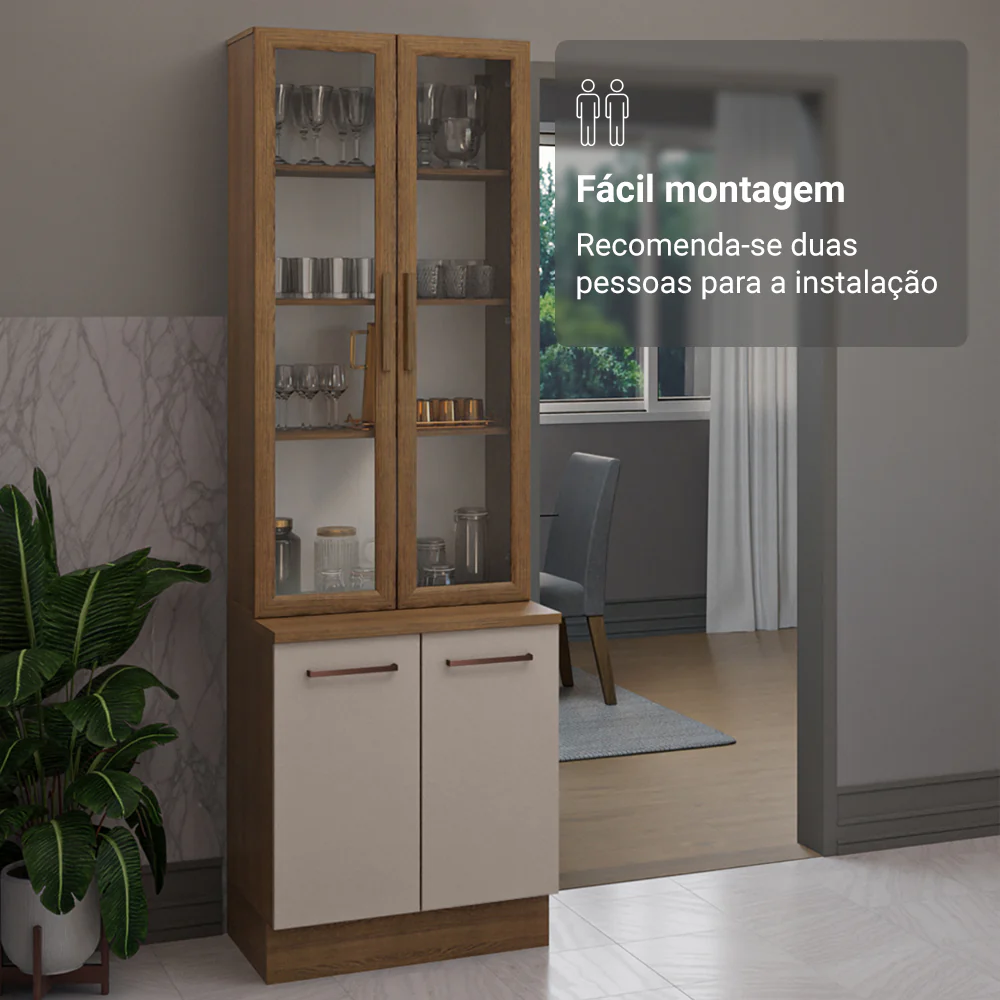 Kit Balcão + Cristaleira 70cm Rustic/Crema Agata Madesa 01 - Image 6