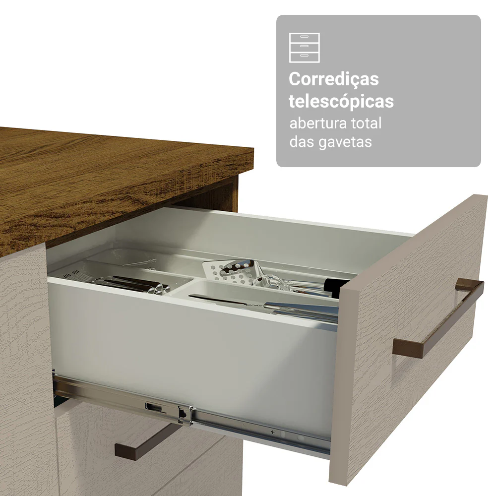 Kit Balcão + Cristaleira 70cm Rustic/Crema Agata Madesa 01 - Image 8