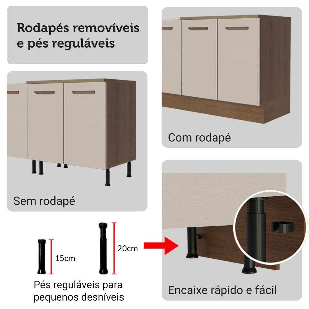Kit Balcão + Cristaleira 70cm Rustic/Crema Agata Madesa 01 - Image 9