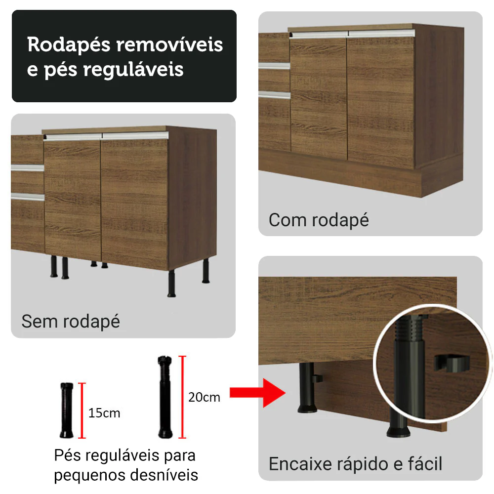 Kit Balcão + Cristaleira 70cm Rustic Glamy Madesa 01 - Image 9