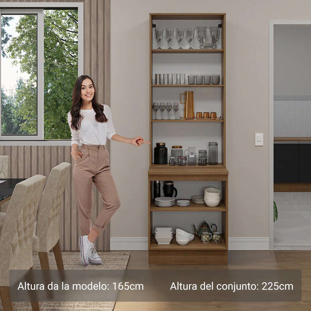 Kit Balcão + Cristaleira 70cm Rustic/Preto Glamy Madesa 01 - Image 4
