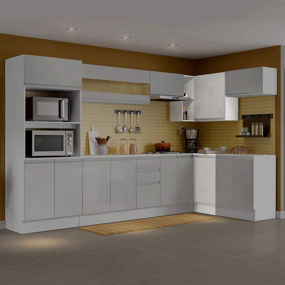 Kit Canto Madesa 100% MDF 2 Portas e Nicho Frentes Branco Brilho - Image 6
