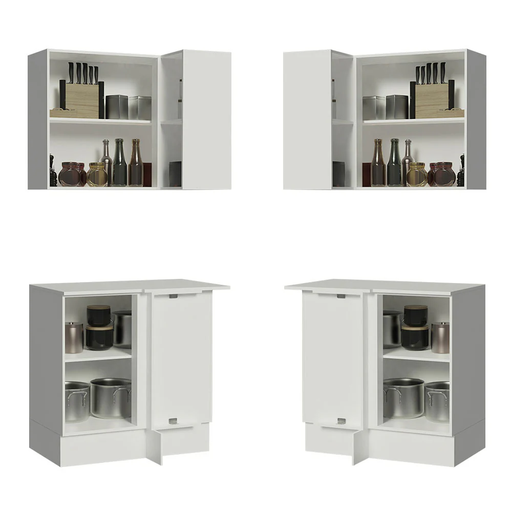 Kit Canto Madesa 100% MDF 2 Portas e Nicho Frentes Branco Brilho - Image 7