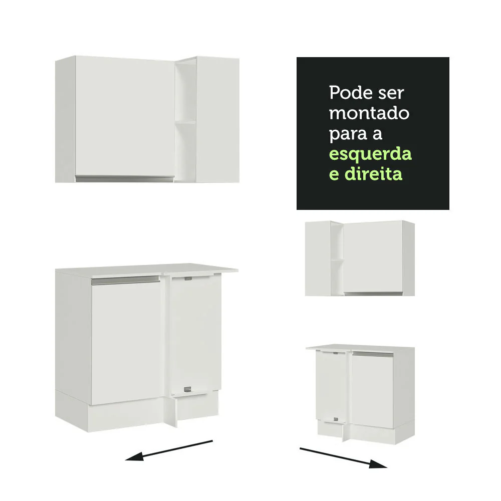 Kit Canto 100% MDF 2 Portas e Nicho Branco Smart Madesa - Image 10