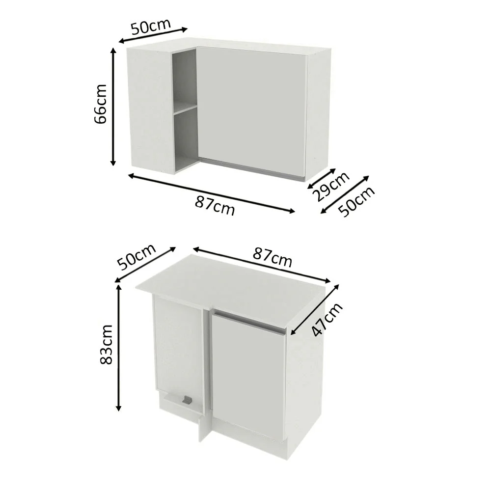 Kit Canto 100% MDF 2 Portas e Nicho Branco Smart Madesa - Image 3