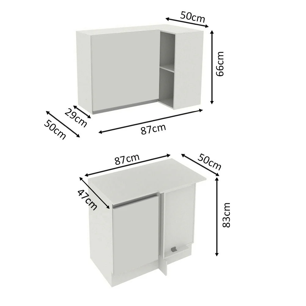 Kit Canto 100% MDF 2 Portas e Nicho Branco Smart Madesa - Image 4