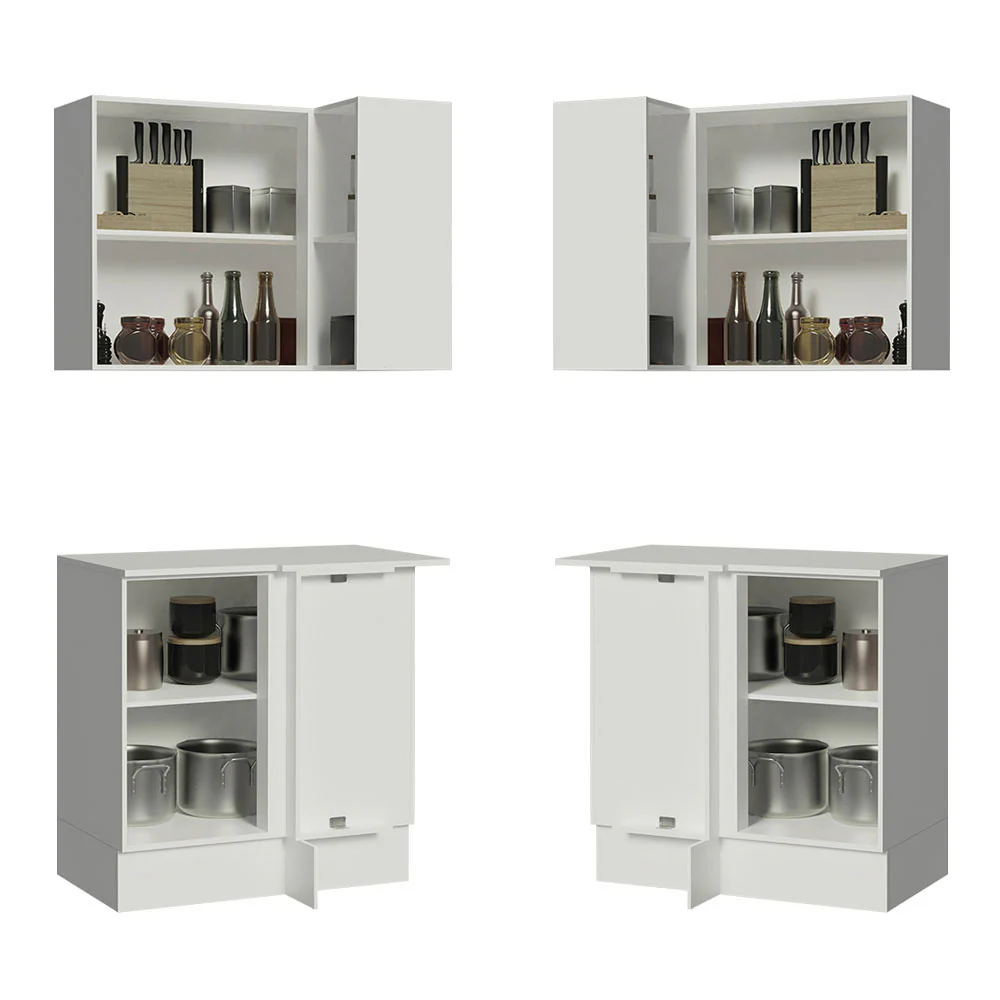 Kit Canto 100% MDF 2 Portas e Nicho Branco Smart Madesa - Image 5