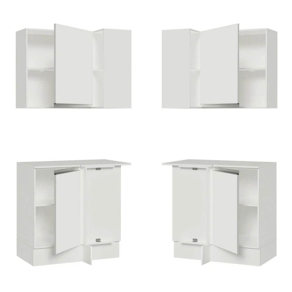 Kit Canto 100% MDF 2 Portas e Nicho Branco Smart Madesa - Image 6
